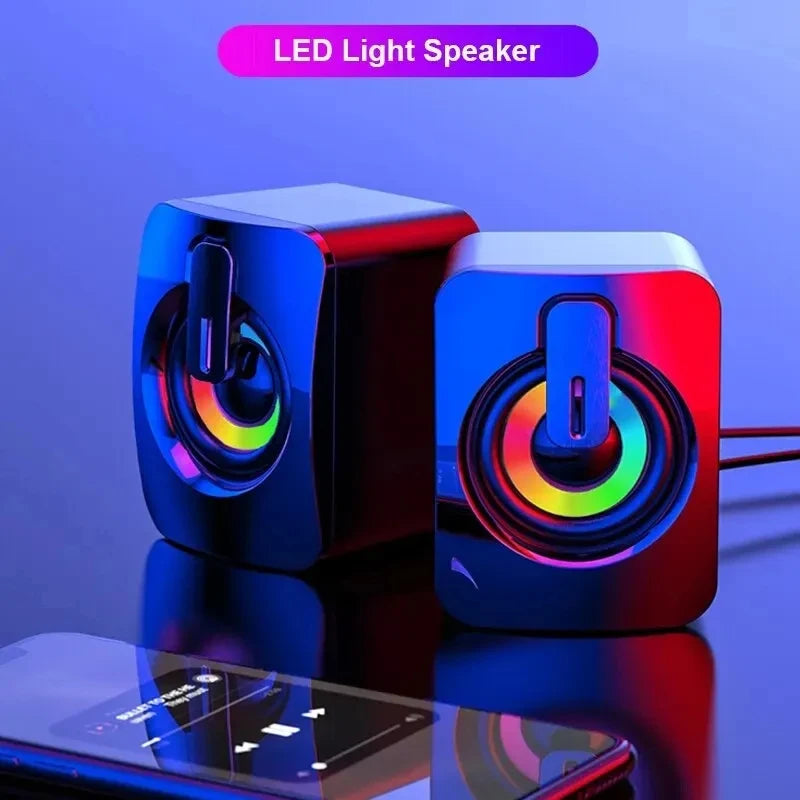 HIFI Stereo Usb wired Speaker PC Speakers USB Wired Caixa De Som with RGB Lights Volume Control 3.5mm AUX-in Desk Audio System