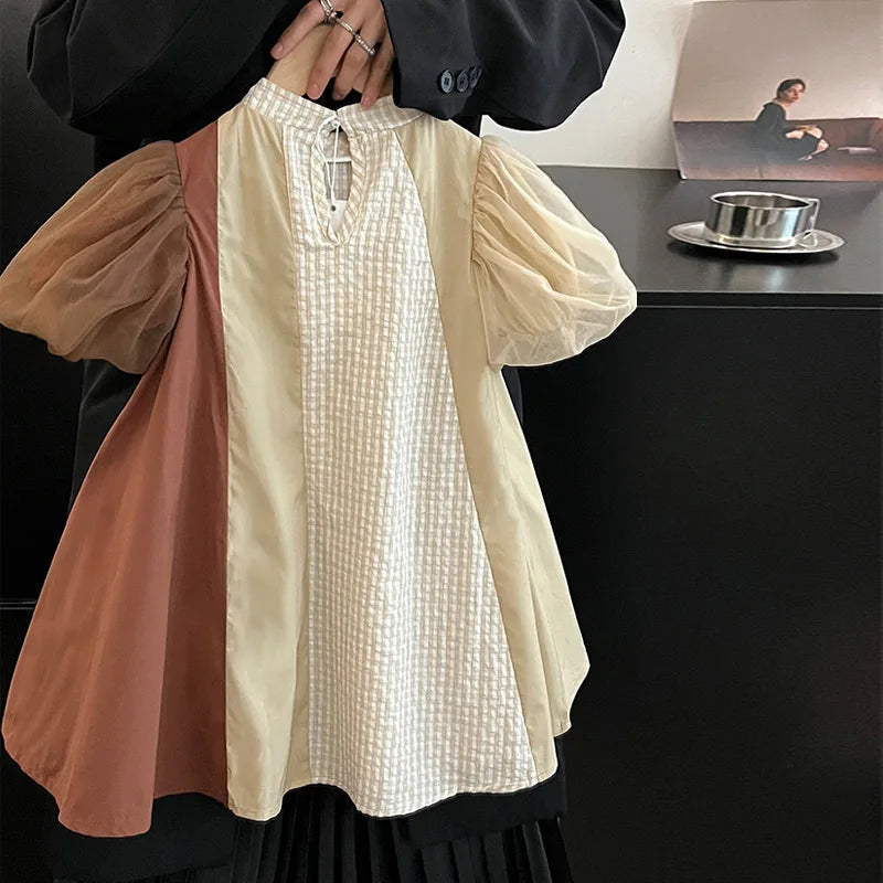 Girls French Style Patchwork Dress 2024 Summer Baby Girl Sweet Short Sleeve Dress