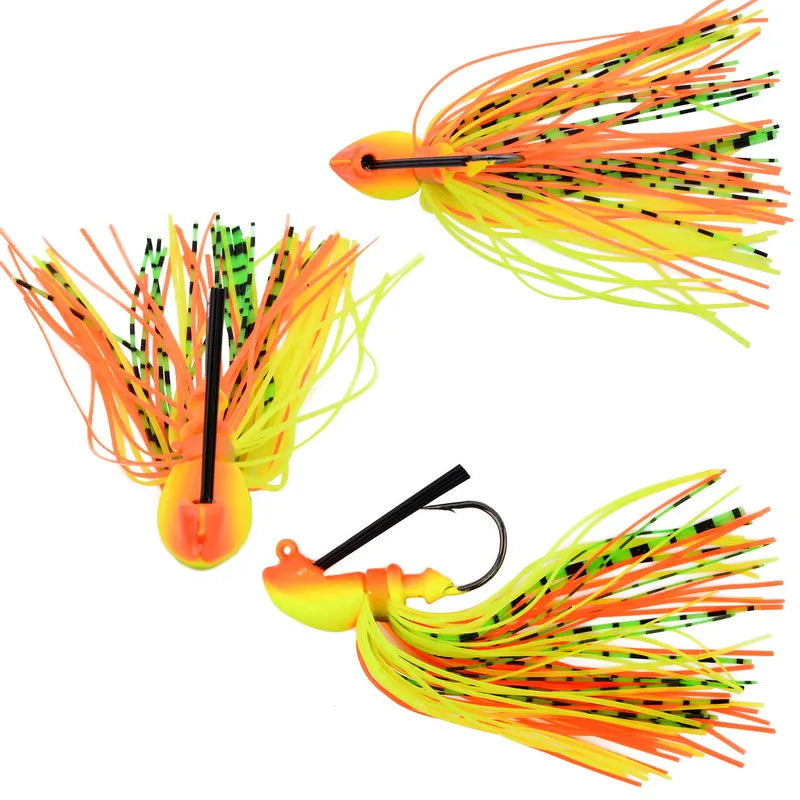 1PCS spinnerbait buzzbait Anti-barb fishing lures Black Large Mouth Bass Fish Beard Pike Rubber Jig Fishing Bait