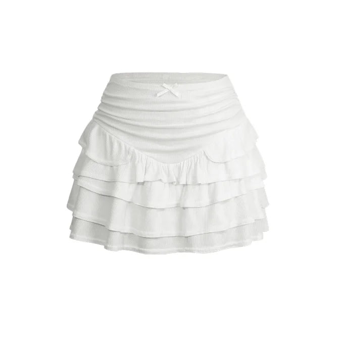 2025 Spring/summer European and American Bohemian Vacation Wind Lotus Leaf Edge High Waist Short Skirt Bottom Womens Clothing