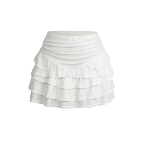 2025 Spring/summer European and American Bohemian Vacation Wind Lotus Leaf Edge High Waist Short Skirt Bottom Womens Clothing