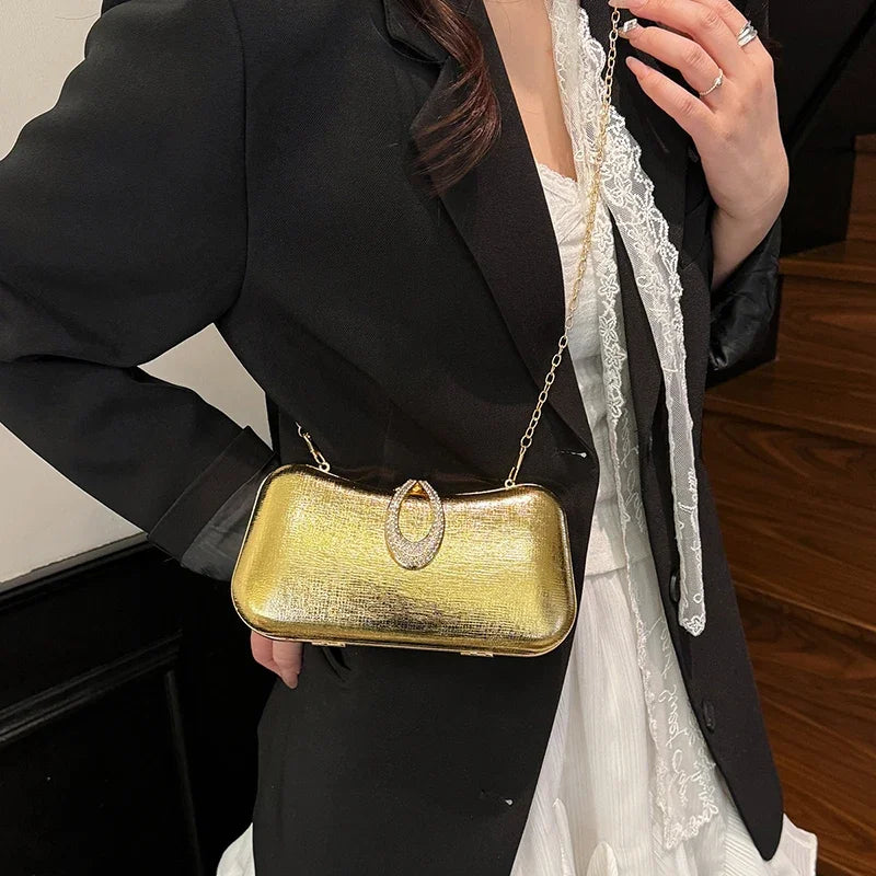Women's Handbag Bags for Women 2025 Fashion Geometric Mini Party Evening Purse Crossbody Shoulder Bag Gold Box Lipstick Bag