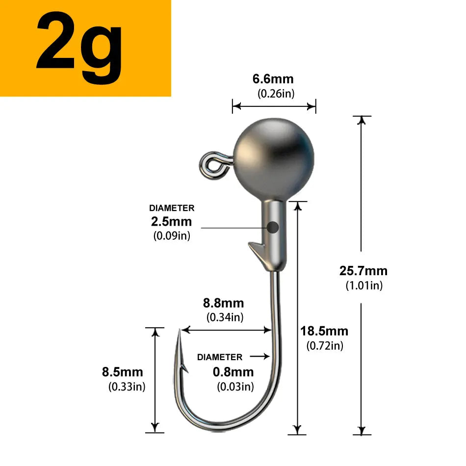 MrLurion 30pcs 1g 2g 3g 5g 10g 14g 18g 22g 25g 28g Fishing jigging head hook ,round head rigs fishhook for soft worm crank lures