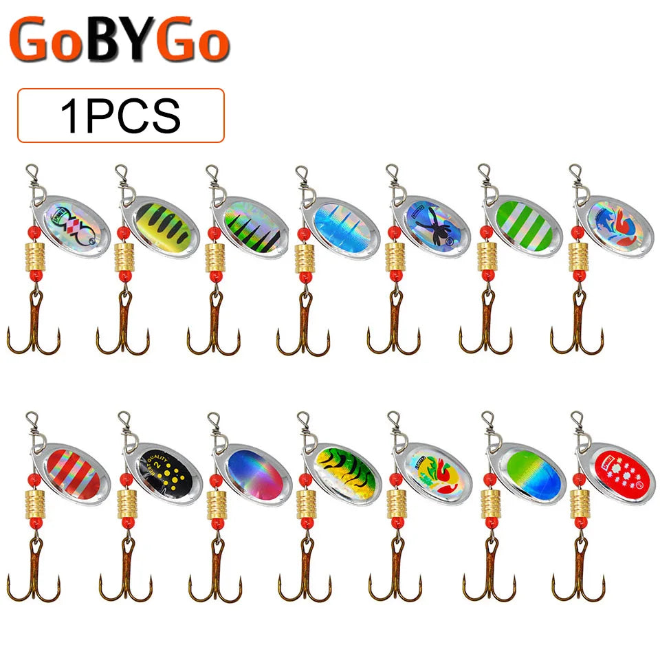 1Pcs 3G 3.5G 4.5G Spinner Lures Rotating Spinners Spoon Hard Bait Pike Metal With Treble Hooks Fishing Lure Pesca Tackle