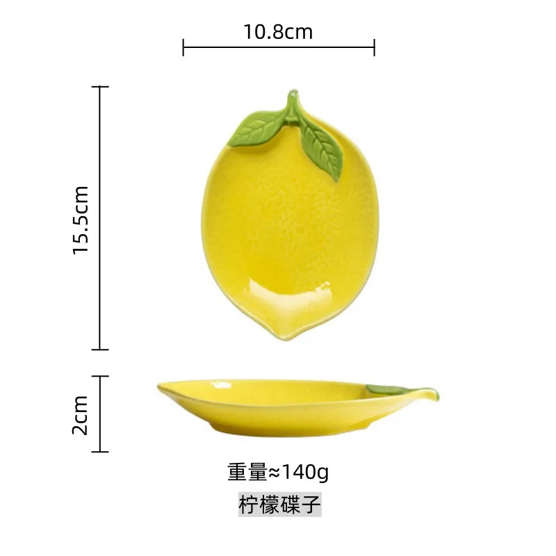 Cartoon Lemon Shaped Ceramic Sauce Dish Tableware Creative Fruit Sushi Dessert Cake Plates High Aesthetic Breakfast Dishes