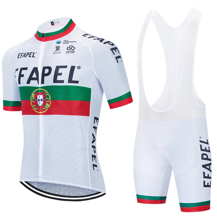 White Portugal Cycling Team Jersey Bike Tshirt Shorts Set Men Women Summer Breathable Ropa Ciclismo MTB Bicycle Clothing