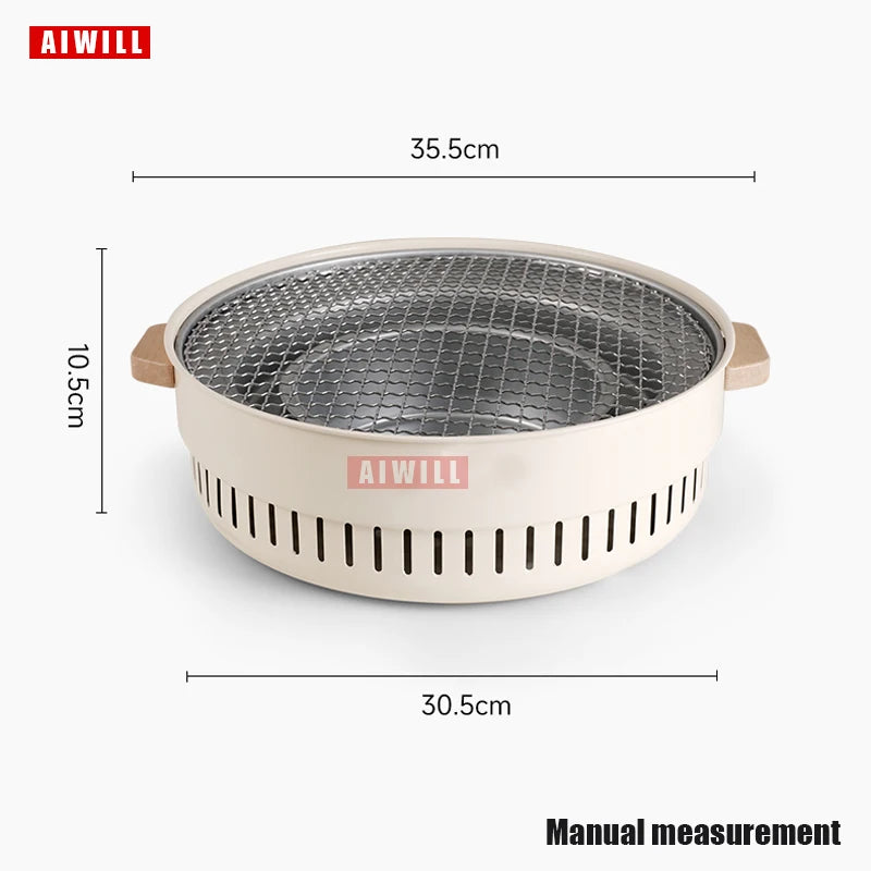 Barbecue Grill Suitable Home Outdoor Courtyard Camping Charcoal BBQ Stove Grills Mesh Portable Smokeless Barbecue Grill Pan