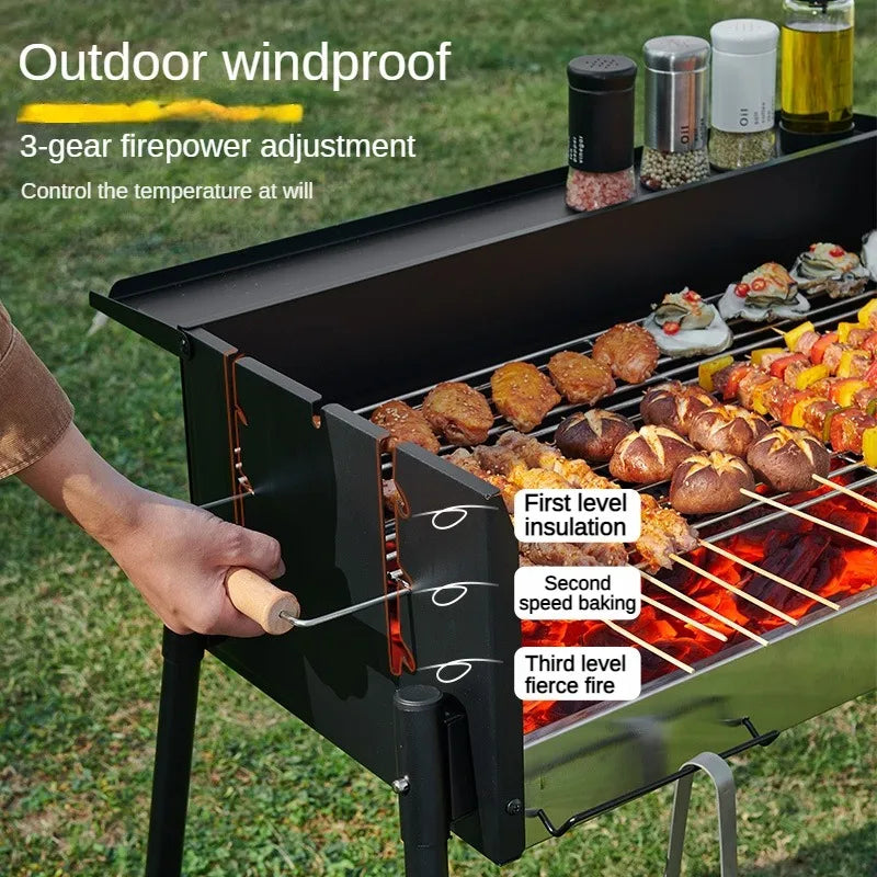 Household BBQ Grill, Outdoor Smokeless Charcoal Barbecue Oven, Portable Courtyard BBQ Tools