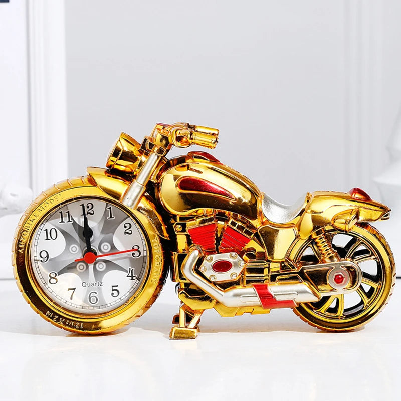 Vintage Alarm Clock Motorcycle Model Creative Desktop Clock Funny Multi-Purpose Bedside Office Clock Home Desktop Decoration