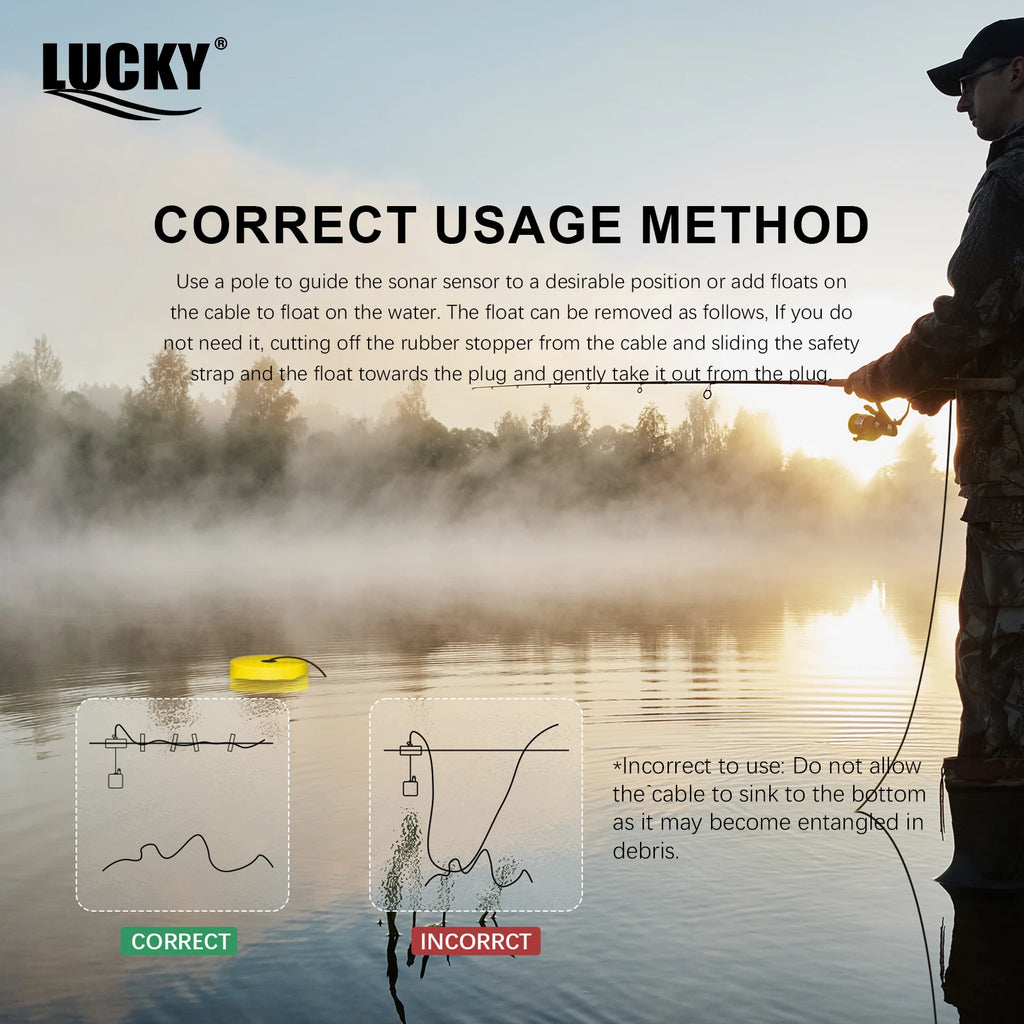 Lucky FF718& FF718D Portable Fish Finder 100M/328FT Sonar Depth Sounder Alarm Ocean River Lake