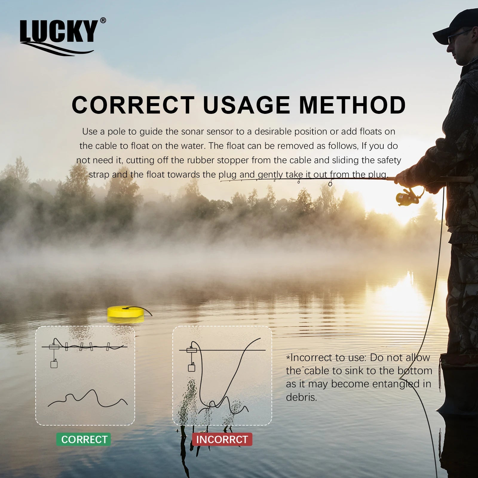 Lucky FF718& FF718D Portable Fish Finder 100M/328FT Sonar Depth Sounder Alarm Ocean River Lake