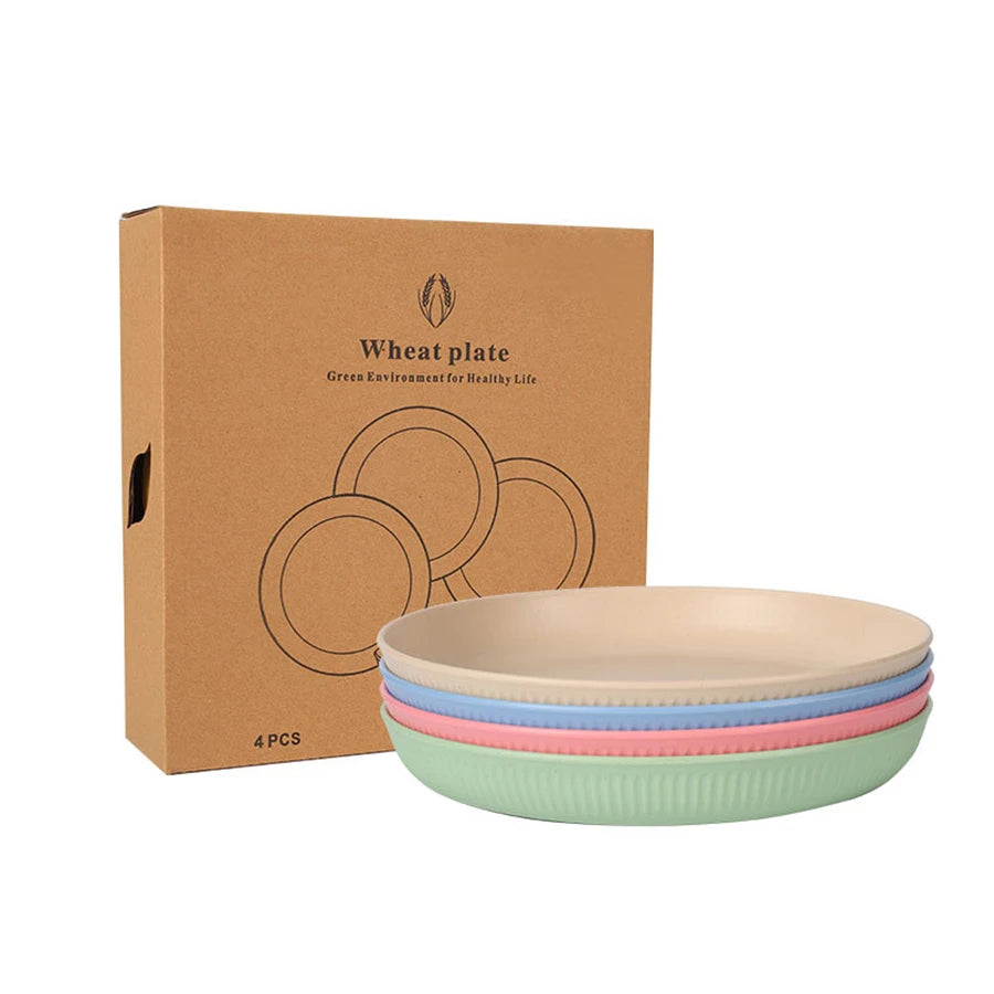 Dinner Dishes Wheat Straw Dinner Plates Set Eco Friendly Full Tableware Plates Cups Bowls Set Kitchen Accessories Dinnerware