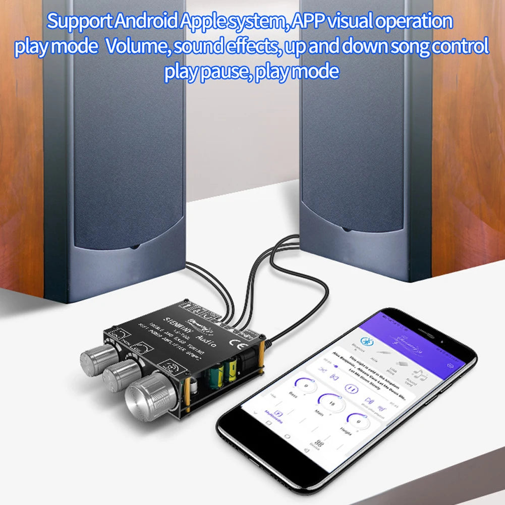 YS-T50L Stereo Audio Amplifier APP Control Bluetooth-Compatible 5.1 Audio Power Amp 3.5mm AUX Passive Speakers Channel 5.1 50W*2