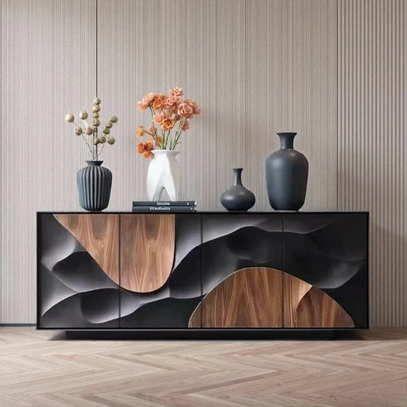 Decor Black Living Room Cabinets Beauty Wooden Apartments Salon Storage Cabinet Luxury French Szafki Do Salonu Furniture Home