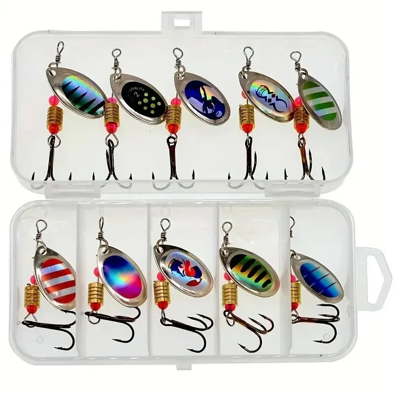 10pcs/1Set Metal Spoon Spinner Fishing Lure Spoonbait Crankbaits Wobblers Bait For Bass Pike Crochet Freshwater Fishing