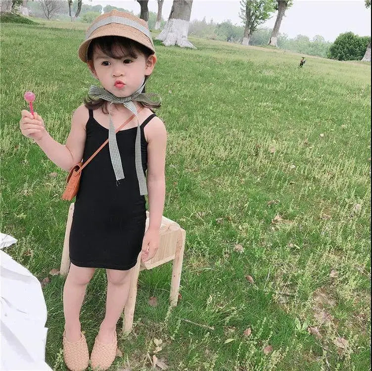 Kids Girl Clothes Summer New Sling Dress Slim Style Dresses Sweet and lovely Daily Casual Clothing for Child Girl