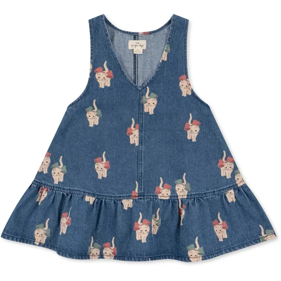 New Spring Ks Kids Clothing Toddler Girls Denim Jacket Tank Dress Suits Autumn Children's Cartoon Cat Coat Jeans Trousers 2-9Yrs