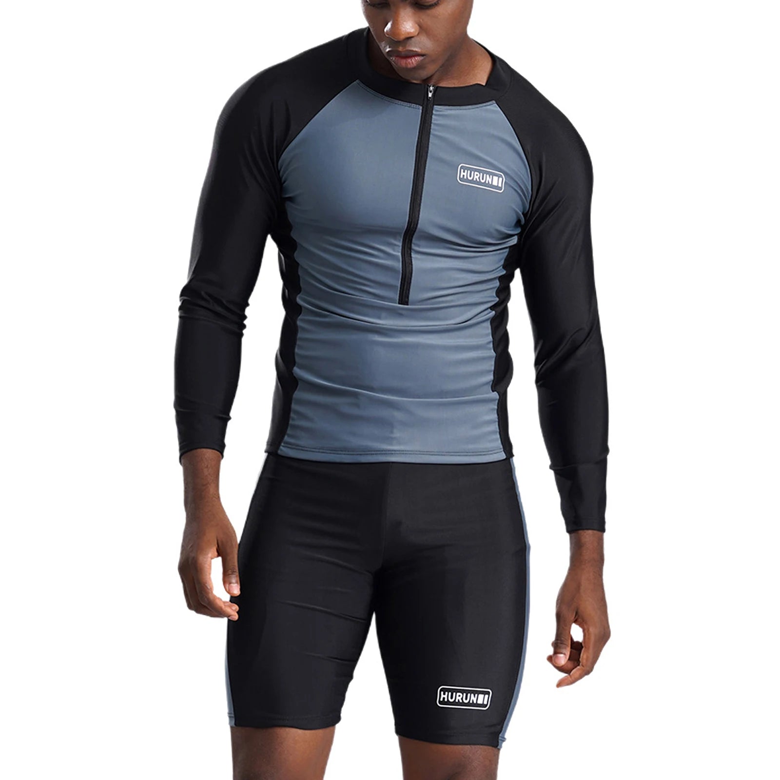 Mens Long-sleeved Snorkeling Suits Adult Two Piece Swimwear UPF 50+ Rash Guard Swimsuit Man Breathable Quick-drying Surfing Sets