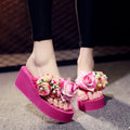 Slippers Women Handmade Slippers Summer Flip Flop Flowers Female High Heel Ladies Bohemia Beach Sandal Slippers Home Slippers