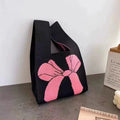 Women Handmade Knot Wrist Bag CNew Bowknot Knit Handbags asual Small Bow Tote Bag Girls Reusable Shopping Bags