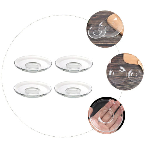 4Pcs Tea Clear Glass Plates Saucers Clear Glass Plates Round Decorative Coffee Snack Dishes Cups Saucers Kitchen Dining Bar