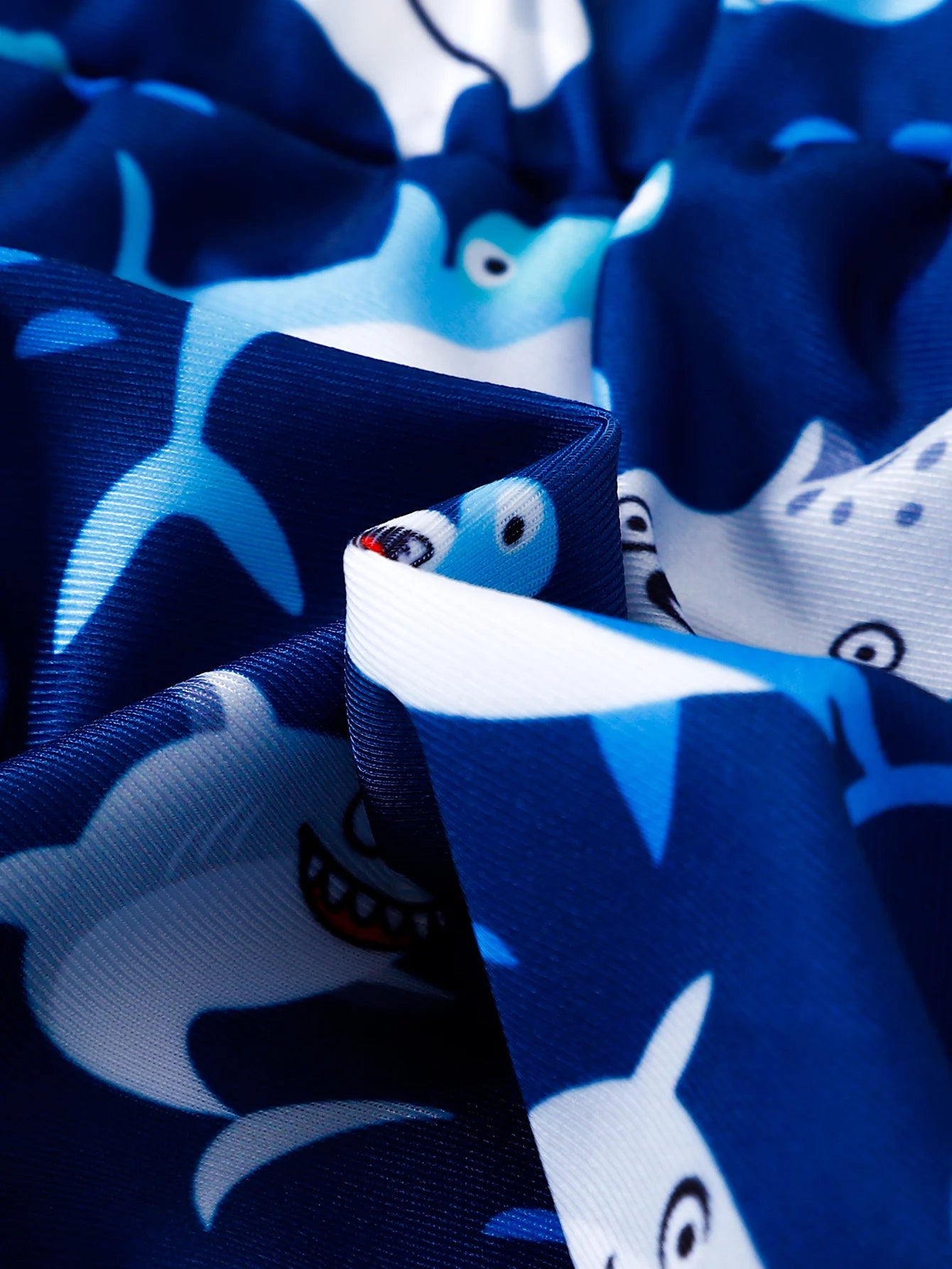 Summer Toddler Boys Swim Trunks 1-3Y Cartoon Shark Print Drawstring Waist Quick-Dry Swim Shorts Kids Beachwear