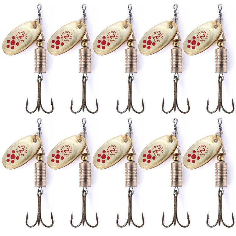10Pcs 6.7cm 7g Spinner Spoon Metal Bait Fishing Lure Sequins Crankbait Spoon Baits for Bass Trout Perch Pike Rotating