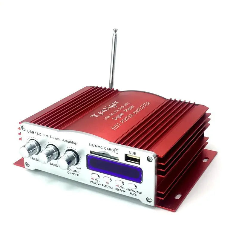 Hi-Fi Car Stereo Amplifier Four-channel Output Speaker 12V Plug-in Card Usb Lcd Display Power Player Auto Remote Control