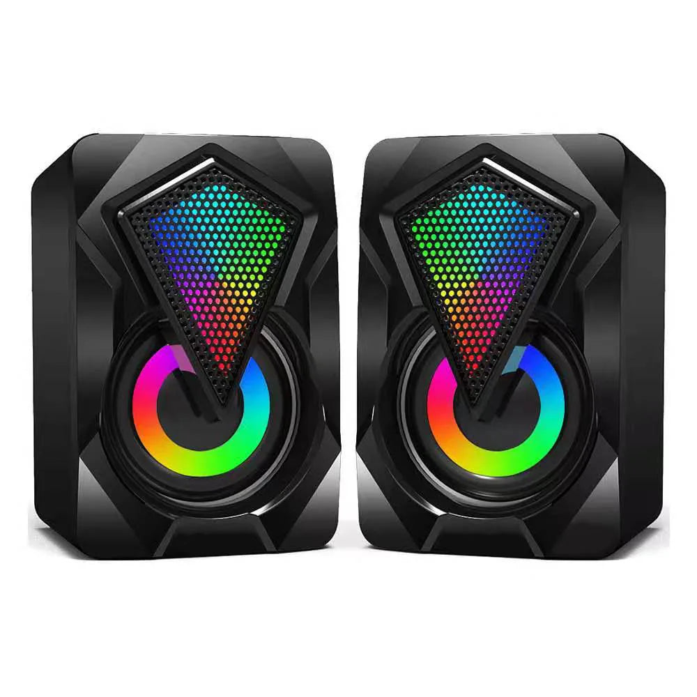 Mini Multimedia Computer Stereo Speakers LED Light TS38 Wired Gaming Sound Box with Subwoofer for Desktop Notebook TV Projector