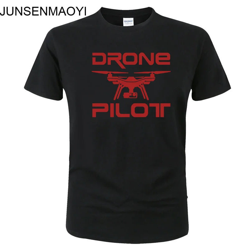 2025 New DRONE PILOTUAV Funny Printed T Shirt Summer Casual Cotton Short Sleeve O-Neck Men Clothing Brand Tee Plus Size XS-XXXL