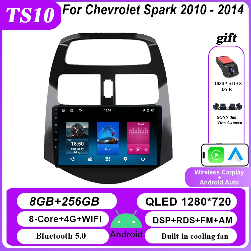 Android Car DVD Radio Stereo For Chevrolet Spark 2010 2011 2012 2013 2014 Auto Multimidia Player GPS Navigation 4G Carplay 2DIN