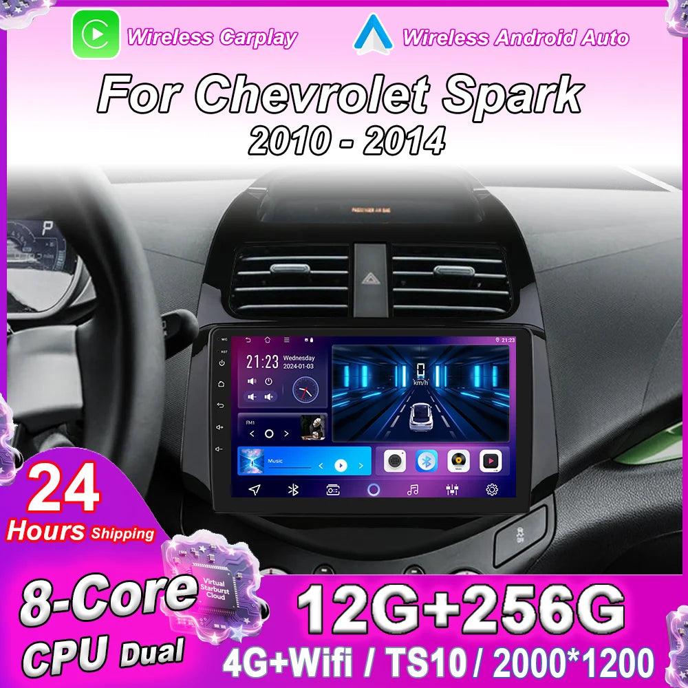 Android Car DVD Radio Stereo For Chevrolet Spark 2010 2011 2012 2013 2014 Auto Multimidia Player GPS Navigation 4G Carplay 2DIN
