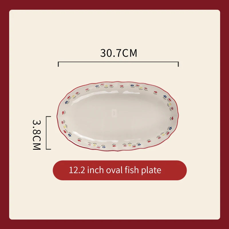 High Quality Vintage Ceramic Dinnerware Ceramic Soup Bowl Salad Pasta Plate Microwave Safe Colorful Ceramic Plates Bowls Set