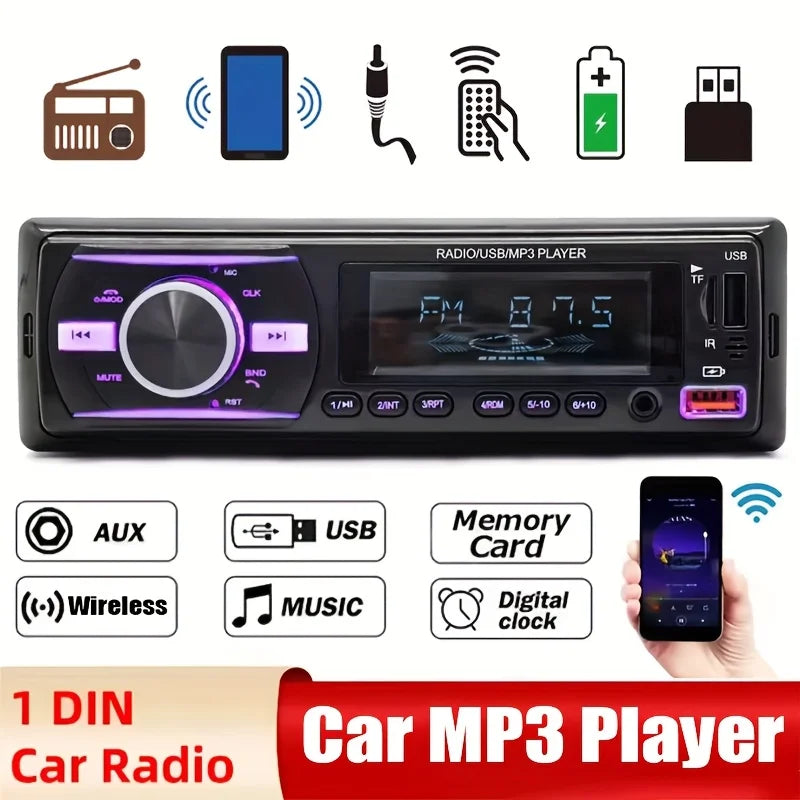 [Car Stereo with Voice Control] Single DIN Car Stereo | Voice Control, FM Radio, MP3 Player, USB & AUX Port, Audio Recording
