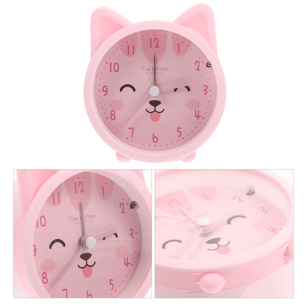 Cute Cartoon Cat Alarm Clock Silicone Night Light Silent Table Clock Kids Bedroom Desktop Decorative Home Accessory Gift Ear