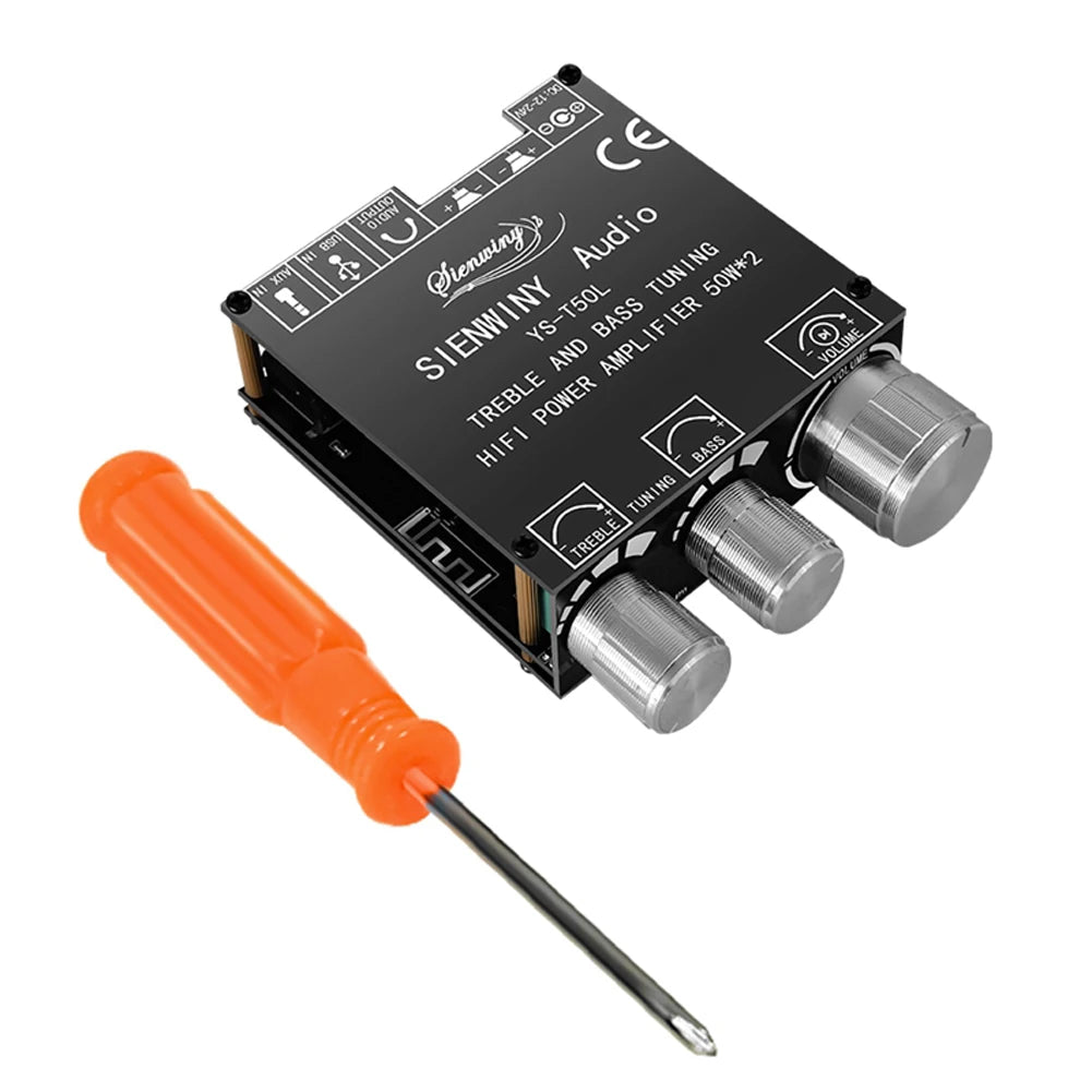 YS-T50L Stereo Audio Amplifier APP Control Bluetooth-Compatible 5.1 Audio Power Amp 3.5mm AUX Passive Speakers Channel 5.1 50W*2