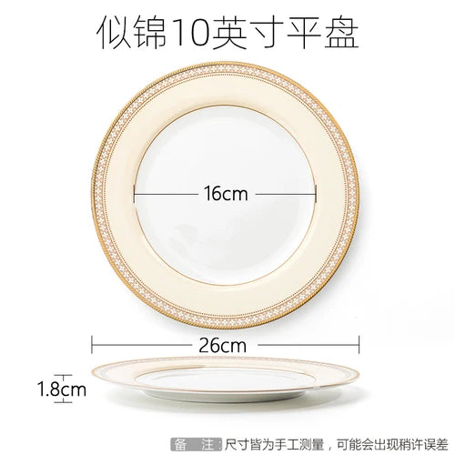 Delicate Bone China Bowl Saucer Luxury Gold-plated Dinner Plate Coffee Cup Hotel Restaurant Dinnerware Dinner Cooking Fish Plate