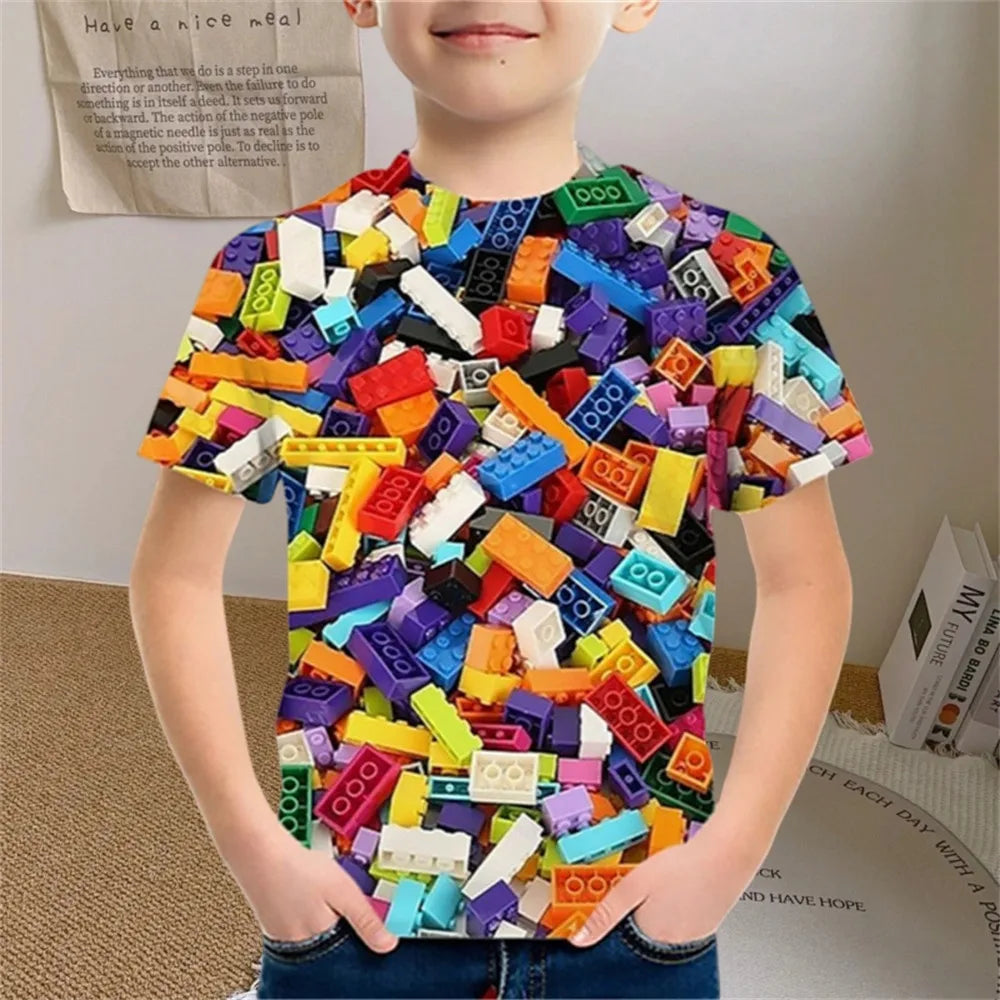 Kids Clothes Colored Particles T-Shirt Boy Girls Children Clothing for Boys Child Top Summer Short Sleeve Casual T-Shirt 7 to 10