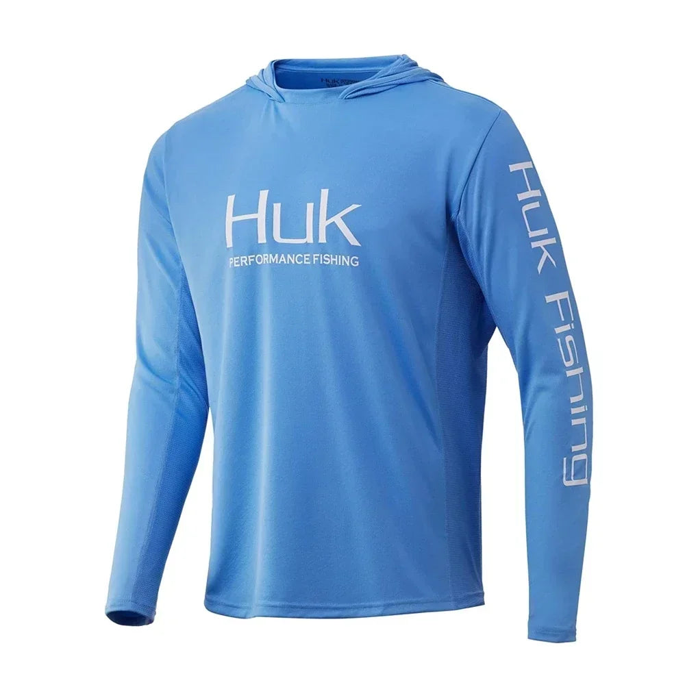 Huk Fishing Apparel Clothing Men Long Sleeve Fishing T-shirt Sun Protection Uv Breathable Hooded Angling Camisa De Pesca