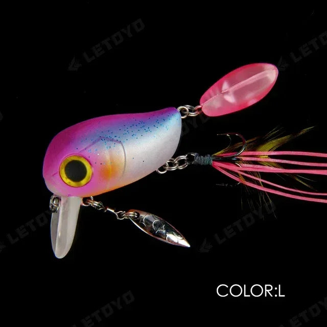 Topwater Crankbaits 8g Fishing Lures with Spinner Wobblers Rotating Glitter Artificial Hard Baits Freshwater Bass Lures Tackle