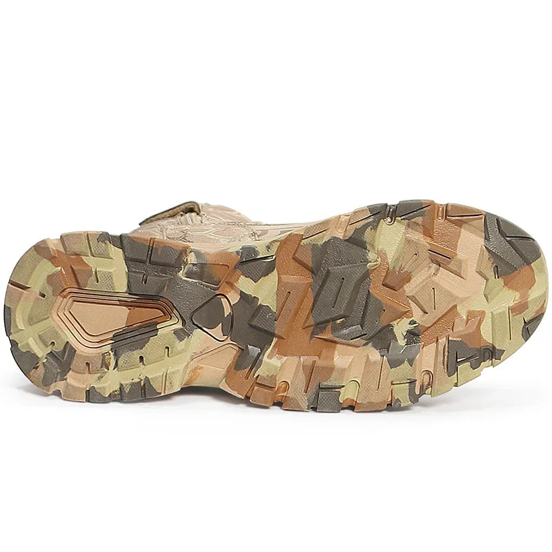 Hunting Boots Men's High Top Camouflage Breathable Tactical Shoes Outdoor Hiking Wear-Resistant Waterproof Mountaineering Boots