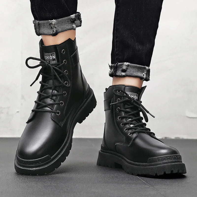 Men's high top casual boots four seasons new outdoor anti slip comfort workwear boots fashion versatile trendy boots men's shoes