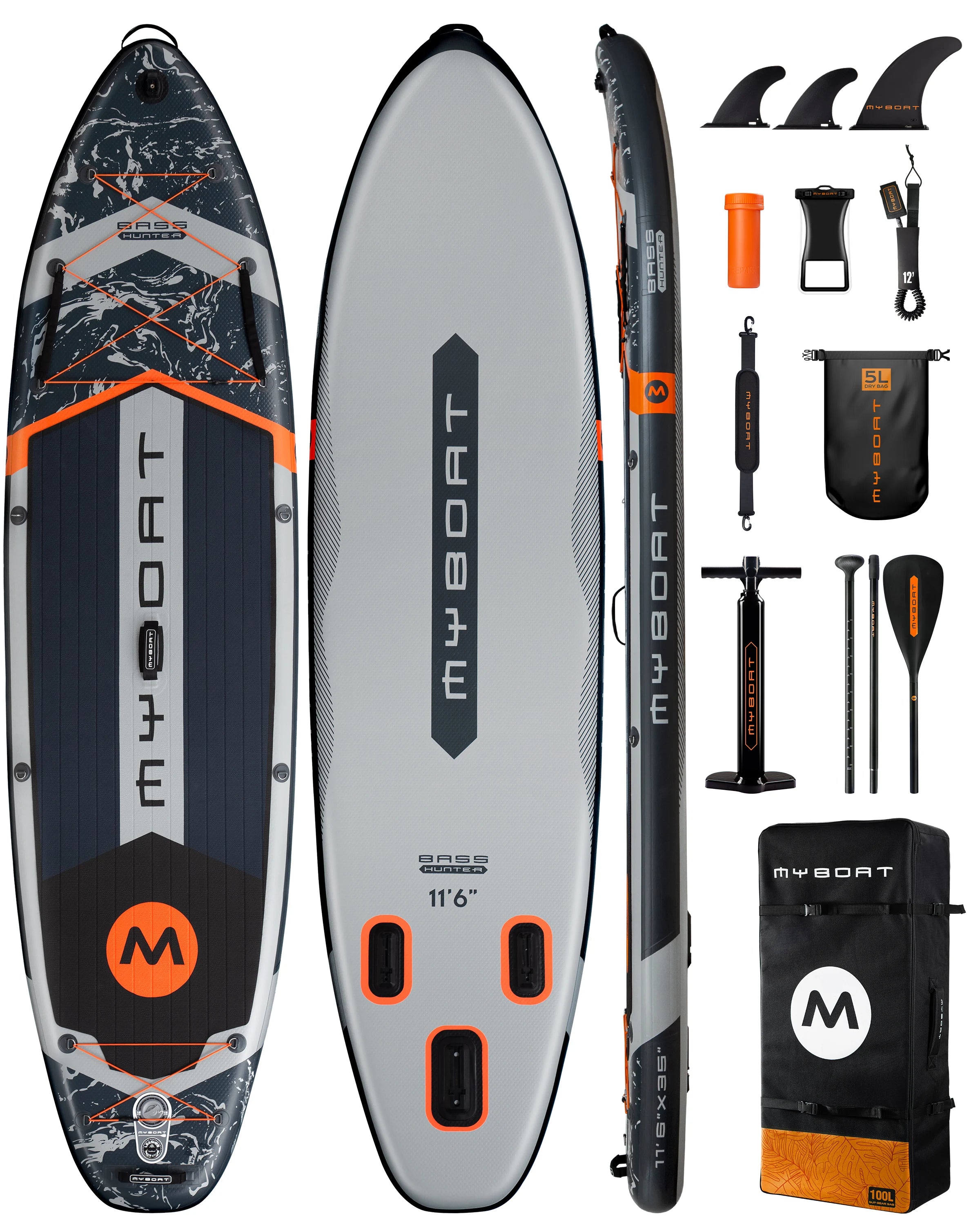 Myboat Waterproof  Extra Wide Inflatable Paddle Board 11'6''x35''x6''Adult Standing Style Aquatic Fishing With Accessories SUP