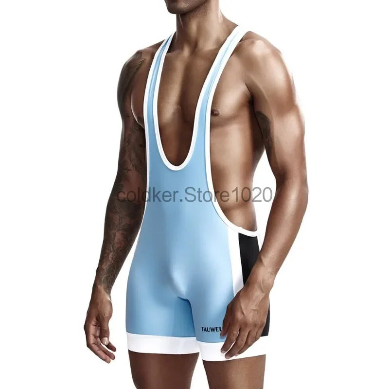 Men's Undershirts Sexy Slim Bodysuit Shaper Wrestling Singlets Jumpsuits Male Underwear Bodywear Sports Bodybuilding UNDERWEAR