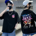 Korean Children's Clothes 2025 Summer Tops Art New York City Graphic T Shirts Cotton Baby Boys Short Sleeves Shirt Kids Clothes