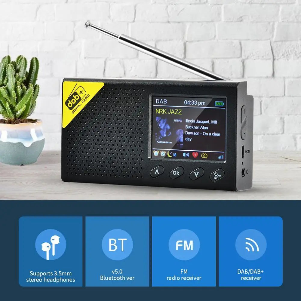 Portable Digital Radio Bluetooth-compatible 5.0 Stereo DAB/DAB+ FM Radio Receiver Rechargeable Radios for Home Office Radio