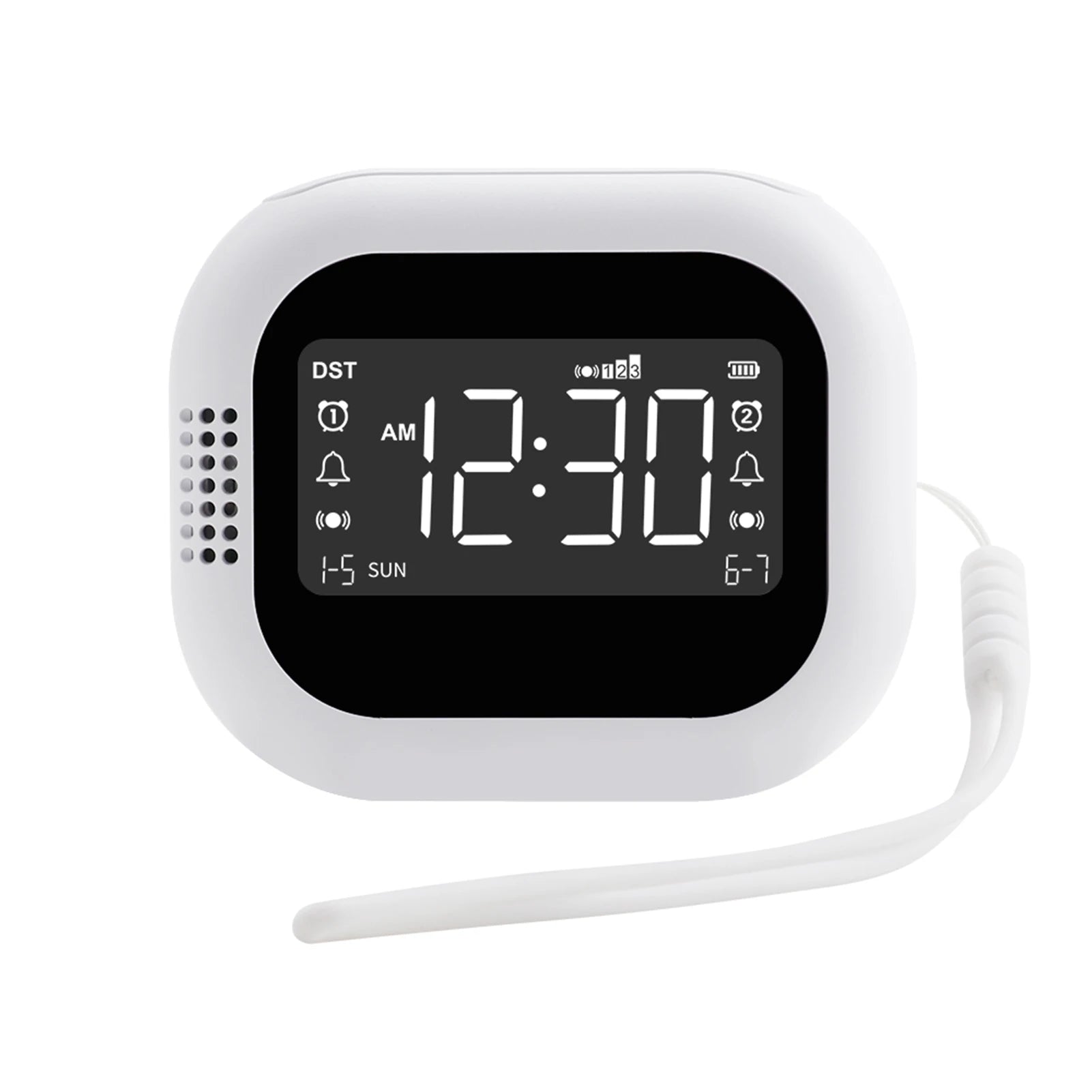 Vibrating Digital Dual Alarm  Built-in Radio Function Portable Mini Clock Three Alarm Modes Charging Alarm Clock For Elderly