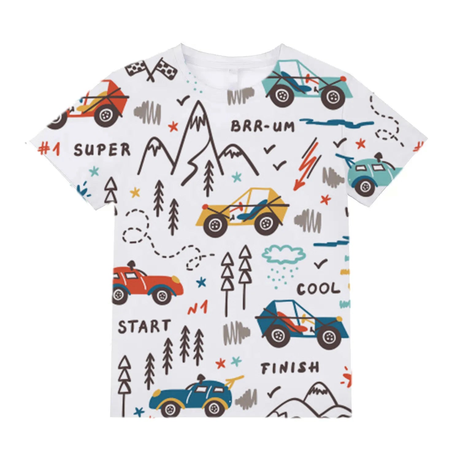 Kids Clothes for Girls from 2 to 7 Years Cute Things Cartoon Car Fashion T-Shirt Boys 9 to 14 Years White Tshirt Summer Tees Top