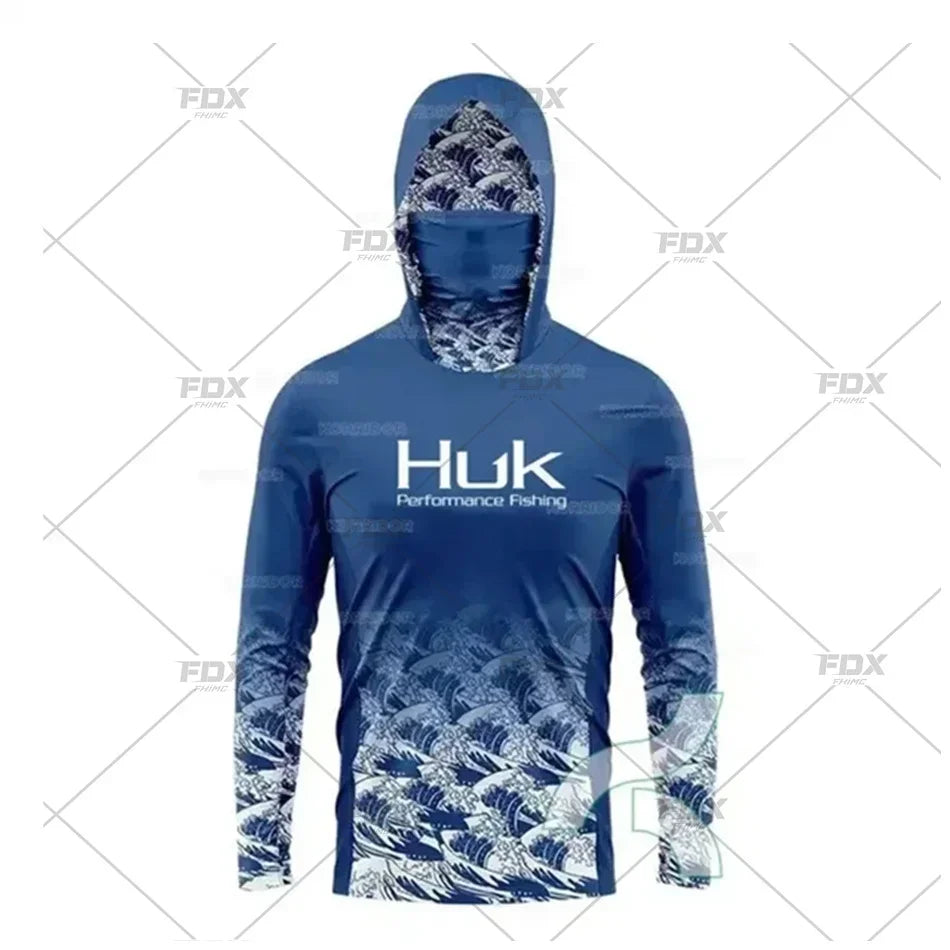New Fishing Hoodie Huk Men Clothes Summer Breathable Long Sleeve Fishing Shirt Sun Protection Camouflage Fishing Shirts Tops