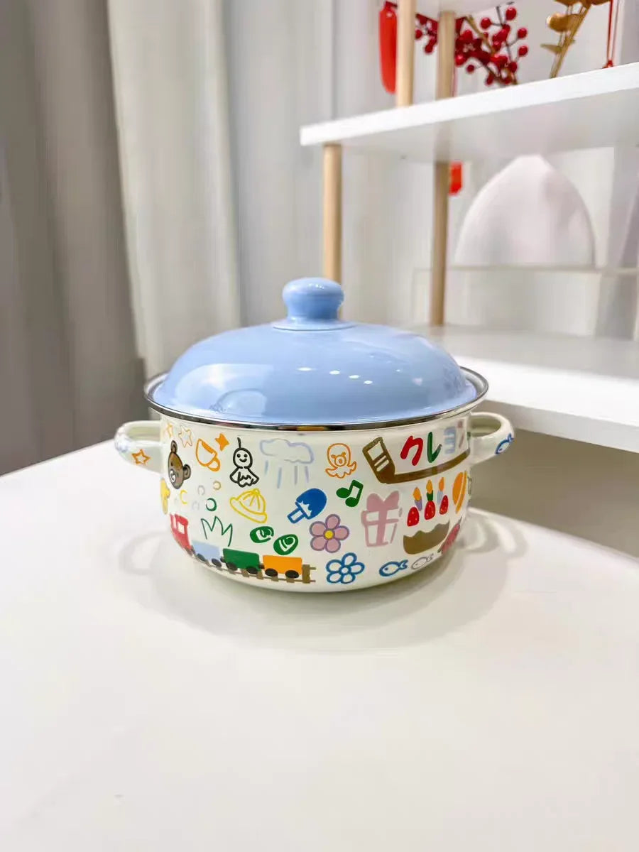 Enameled Pots and Pans Baby Complementary Food Bowl Cooking Pasta Pot Fruit Salad Bowl Induction Cooker Gas Universal Hot Pots A